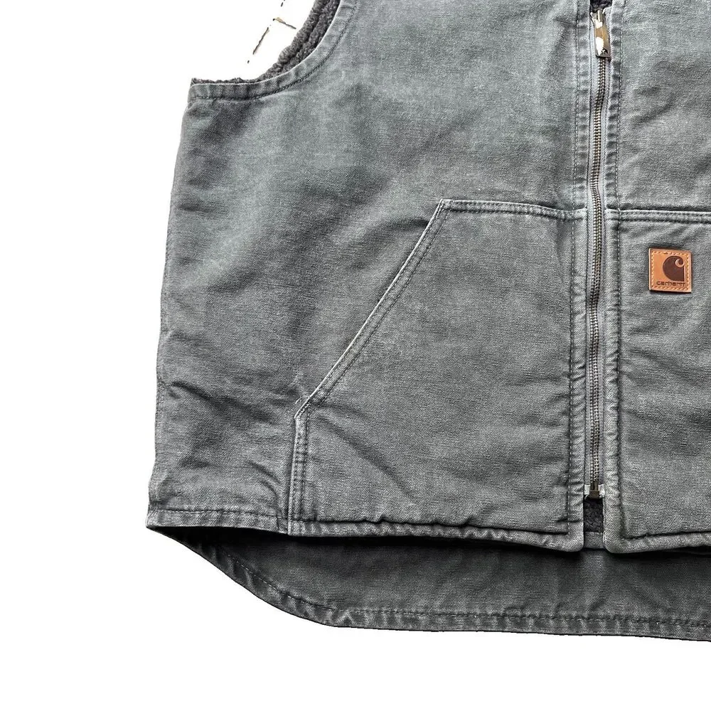 Carhartt V26 GVL Sandstone Duck Sherpa Lined Work Vest Men's XL Regular - Picture 2 of 13